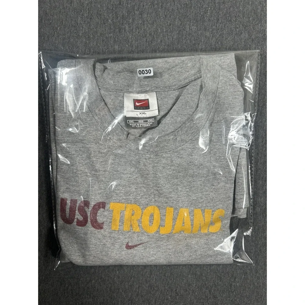 Vintage Nike Team‎ USC Trojans NCAA Graphic T- Shirt Gray XXL Y2K